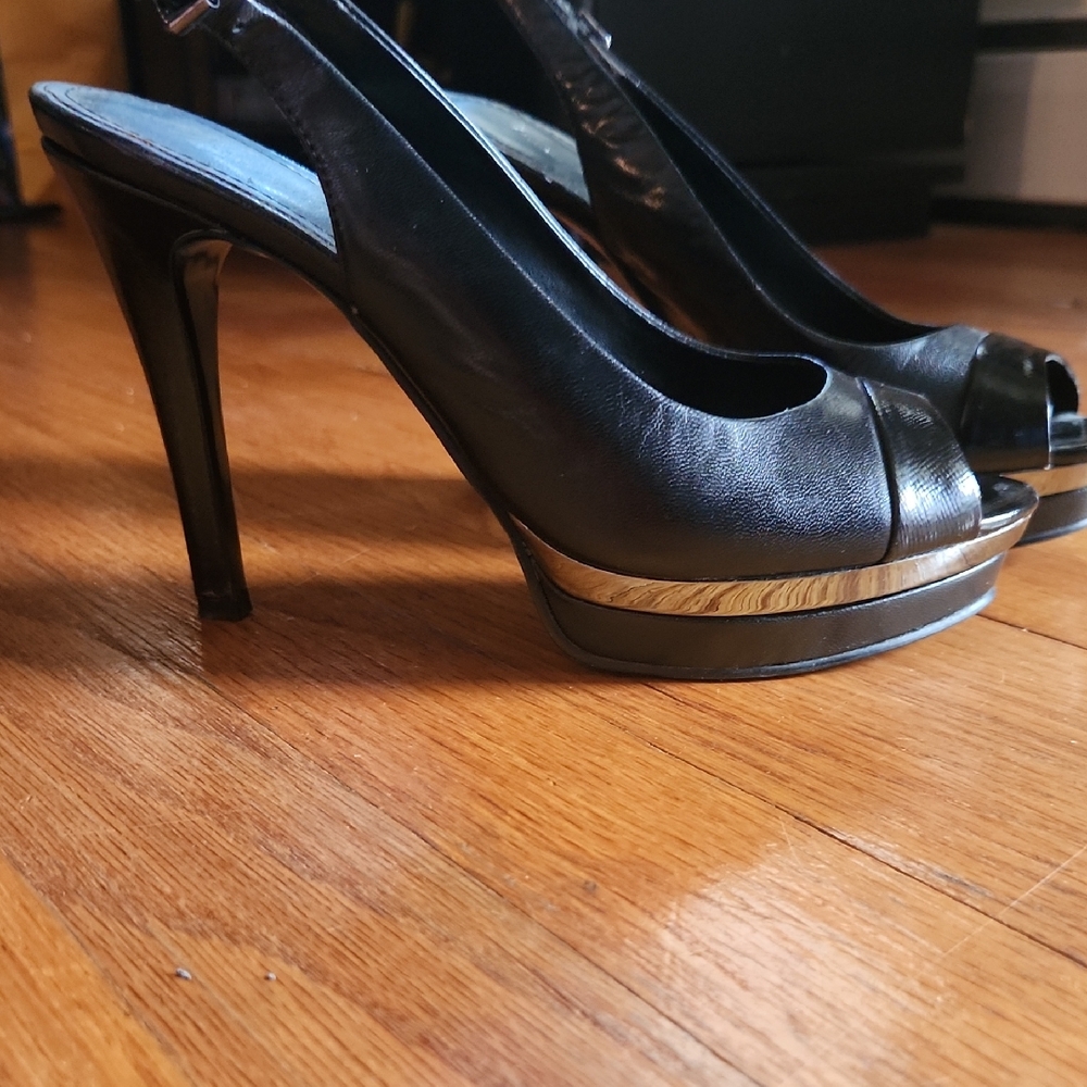 Marc Fisher Black Platform Peep-Toe Heels